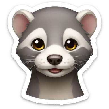 Male old ish ferret with grey fur and kind eyes sticker