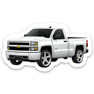 Single cab white Silverado street truck  sticker