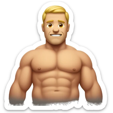 Muscular but fat man sticker