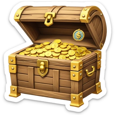 a treasure chest overflowing with Arab currency sticker