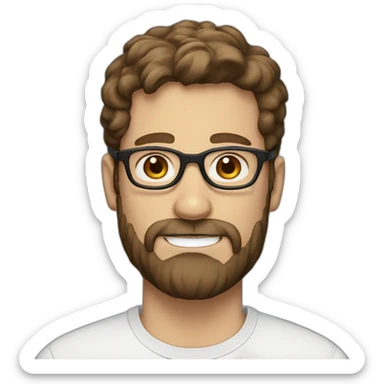 man with brown hair blue eyes beard and glasses sticker