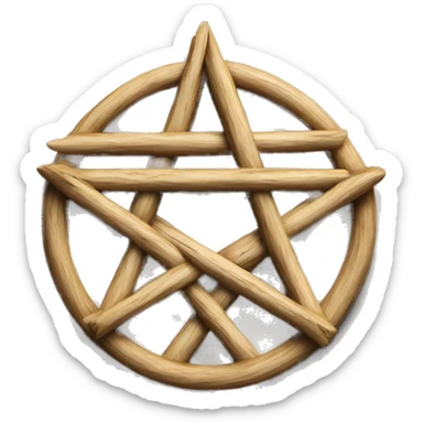 Pentagram made from wooden sticks  sticker