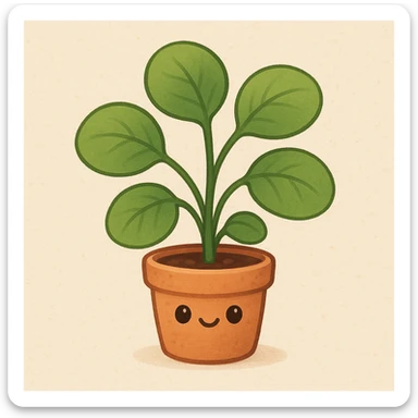 a cute leafy plant with rounded leaves in a small pot sticker