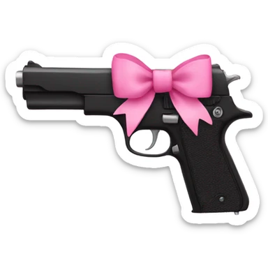 a black gun with a pink bow sticker