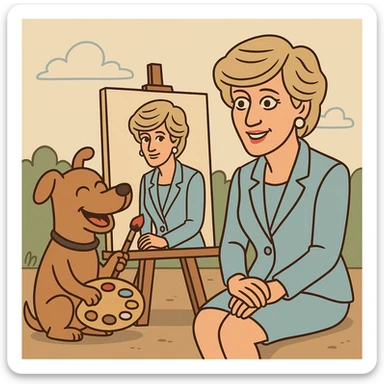 Princess Diana painting picture by a dog sticker