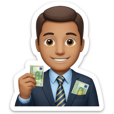 AN UNCLE with a tie in business clothes and with euro money
 sticker