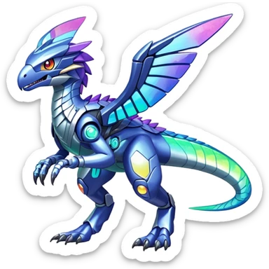 Shiny Futuristic Celestial Fakemon-Pokemon-Digimon-Spectrobes-Raptor-fusion, full body sticker