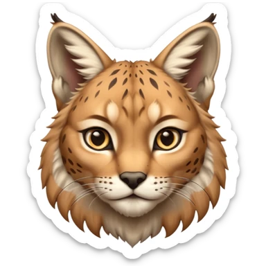 A high-resolution photo-realistic digital illustration of a majestic youg lynx, chest upward  sticker