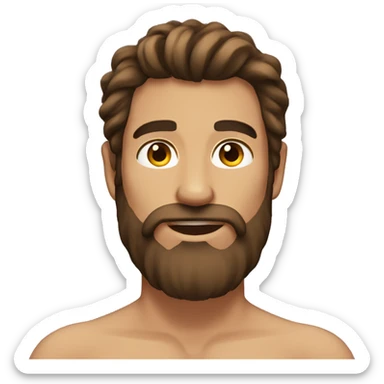 Shirtless man with long brown hair and beard  sticker
