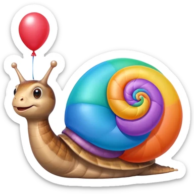 happy snail with cheerful eyes and a balloon on its shell sticker