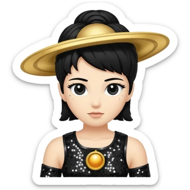 Saturn (Mythology) with black hair, black sequin outfit sticker