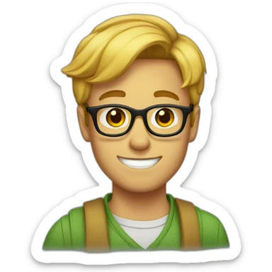 apple jack with glasses short cut hair male sticker