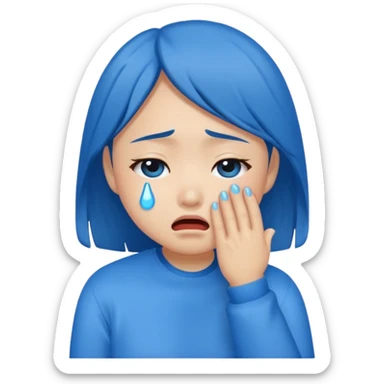 Asian girl crying more like this 😭 make the tears blue sticker