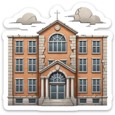 A broken/abandoned school with cracks and dust  with no back ground sticker