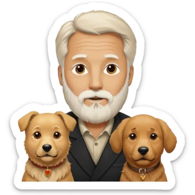 old golden retriever and a german shepherd lab mix beside older man  sticker