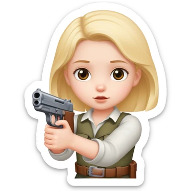 Cute little girl with a gun sticker