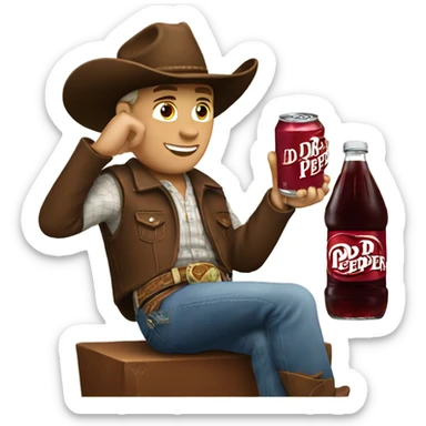Cowboy drinking Dr Pepper  sticker