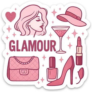 pink theme, glamorous and stylish sticker