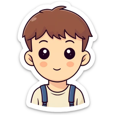 Ugly brown hair with eyes sticker