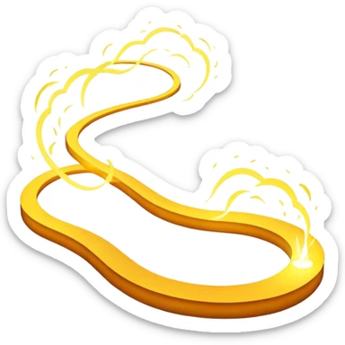 Create a playful and minimalistic emoji-style icon of a floating, curved path made of glowing thoughts or sparks, representing spontaneous and creative thinking. The path should feel light, fluid, and energetic – like dancing ideas flowing in the air.



 sticker