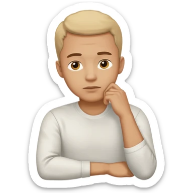 light skin man pensative, con la mano en el menton full body sticker