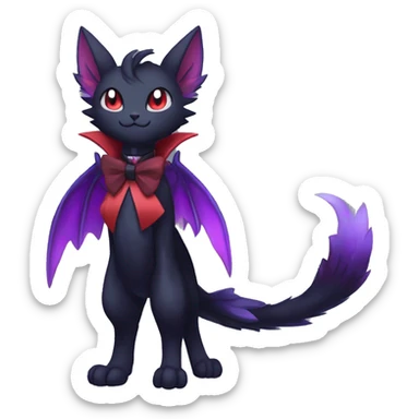 cool anthro black purple red ethereal fantasy nargacuga-Noivern-cat-Fakemon collar harness bow tie and bracers full body sticker