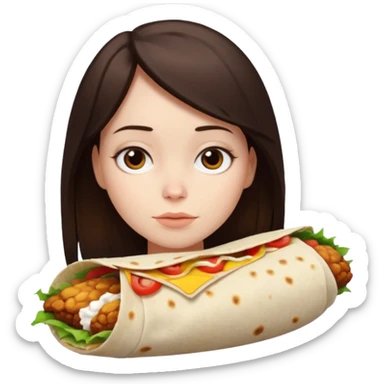 Girl with DARKBROWN  hair "resting chicken burrito face" sticker