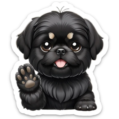 All Black shih tzu raising its paw sticker
