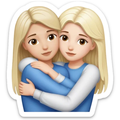 white blonde girl and white brown haired girl hugging sticker