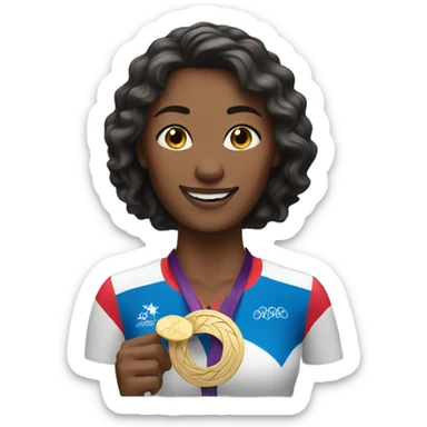 Woman winning Olympic gold sticker