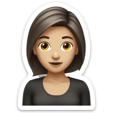 White skin, dark brown blowout hair girl emoji  sticker