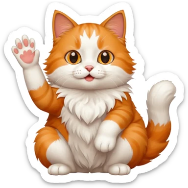 The cat says hello and waves his paw sticker