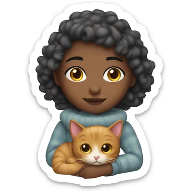Girl with cat cozy  sticker