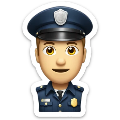 Policeman with forbidden sign sticker