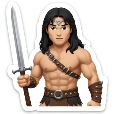 Depict man as Conan the barbarian sticker