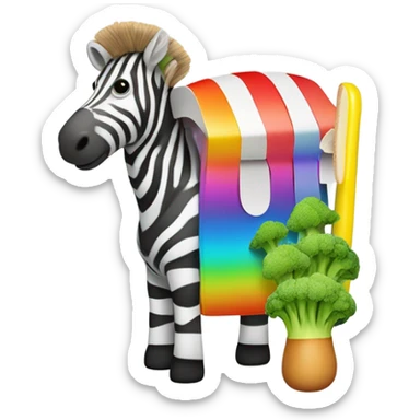 Zebra broccoli fruit rainbow hotdog xylophone sticker