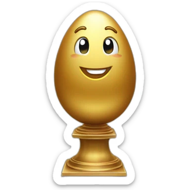 smiling golden egg on a pedestal sticker