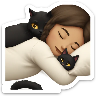 Brunette white girl sleeping with black cat sticker