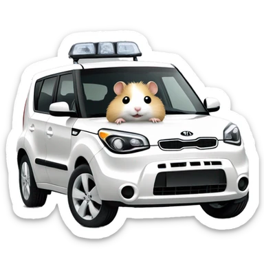 hamster driving white kia soul sticker