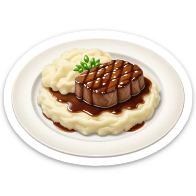 Plate of beef teriyaki and mashed potatoes  sticker