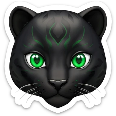 Black panther with green eyes and hearts sticker