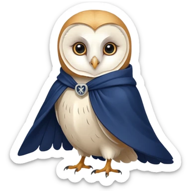 white barn owl in navy blue cloak sticker