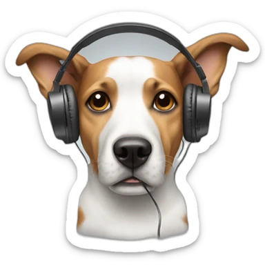 dog with headphones sticker