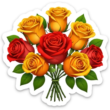 boquete of red orange and yellow roses sticker