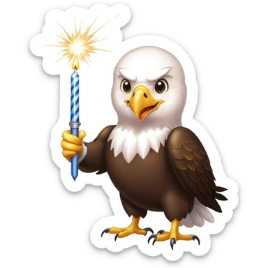 Bald eagle with 2 sparklers sticker