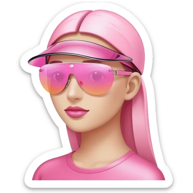 sleek pink visor sunglasses, 2000s fashion, rimless design sticker