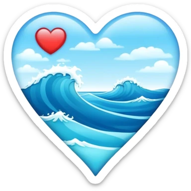 Heart with ocean inside azure waves sticker