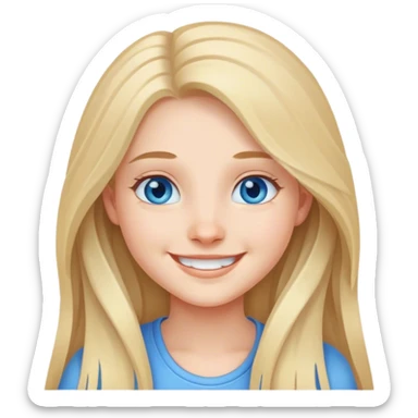 smiling girl portrait with long hair blue eyes sticker