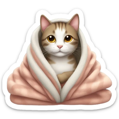 cozy cat in blanket  sticker