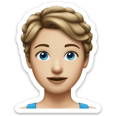 realistic portrait of white woman with short brown hair , blue eyes sticker